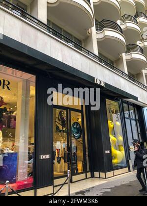 Paris, France, French Luxury Clothing Storefront, Dior, Ave. Montaigne Stock Photo