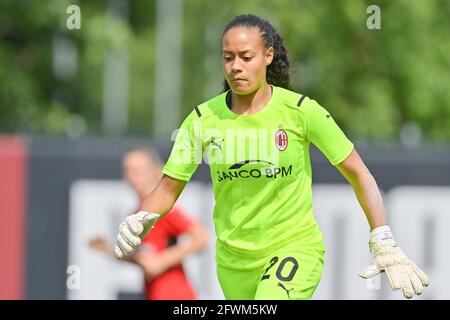 Milan, Italy. 23rd May, 2021. Goalkeeper Selena Delia Babb (#20 AC Milan) during the women Serie A match between AC Milan and Hellas Verona at Vismara Sports Center in Milan, Italy Credit: SPP Sport Press Photo. /Alamy Live News Stock Photo