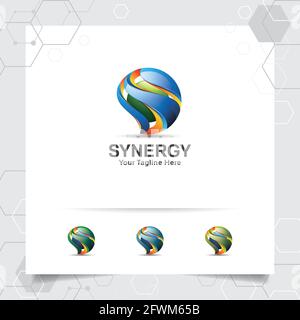 Digital logo 3D letter S design vector with modern colorful style for technology, software, studio, app, and business. Stock Vector