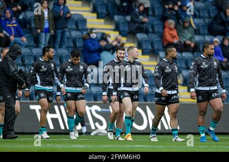 The Hull FC players enter the pitch before the game Stock Photo