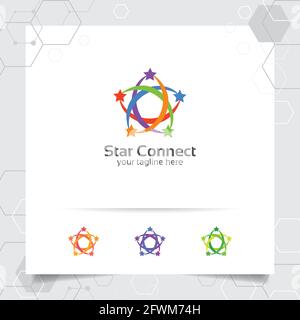 Star logo design concept of connected loop symbol , colorful star vector logo used for finance, accounting and consulting. Stock Vector