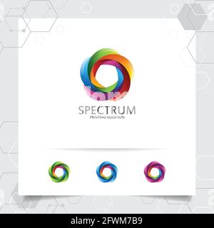 Colorful circle logo design with concept of 3D geometric circle . Abstract colorful vector element used for printing and technology. Stock Vector