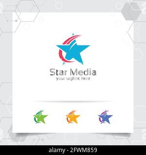 Star logo design concept of arrow symbol element, abstract star vector logo used for finance, accounting and consulting. Stock Vector