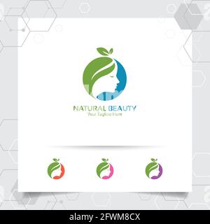 Spa beauty logo vector design with concept of green nature. Spa and treatment logo for salon beauty clinic. Stock Vector