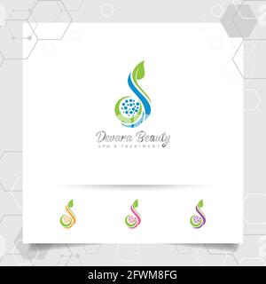 Spa beauty logo vector design with concept of green nature. Spa and treatment logo for salon beauty clinic. Stock Vector