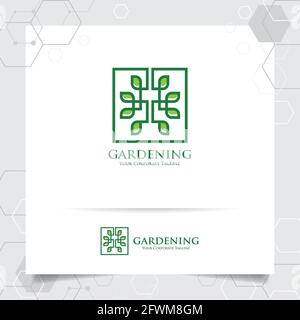 Agriculture logo design with concept of circular leaves like flowers vector. Green nature logo used for agricultural systems, farmer, and plantation p Stock Vector