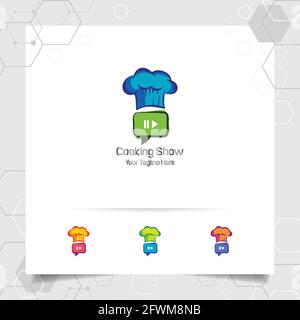 Chef heat logo design concept of cooking tutorials and recipes. Restaurant logo icon for professional chef. Stock Vector