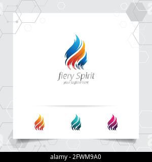 Fire logo design vector with concept of fire blazing . Oil gas logo for mining industry and fuel processing. Stock Vector