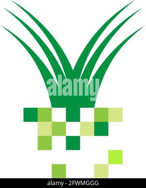Pixel  Grass  icon logo design vector template illustration Stock Vector