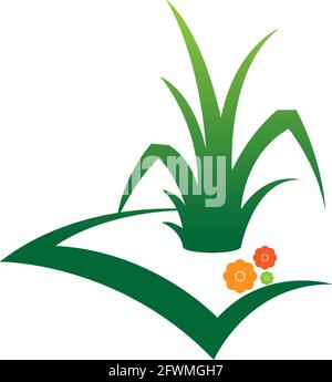 Natural Grass icon logo design vector template illustration Stock Vector