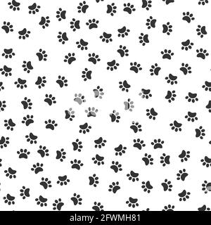 Seamless pet paw pattern background. Dog or cat paw wallpaper illustration footprint Stock Vector