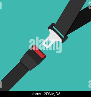 Car safety belt. Seatbelt safe buckle icon isolated. Security strap fasten accident insurance Stock Vector