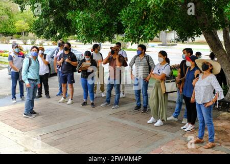 Guided tour during the Covid-19 pandemic, Merida Mexico Stock Photo