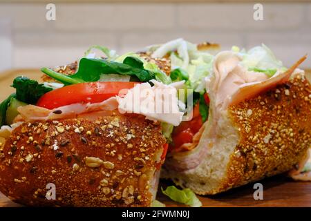 Sub Sandwich on Five Grain Bread Stock Photo