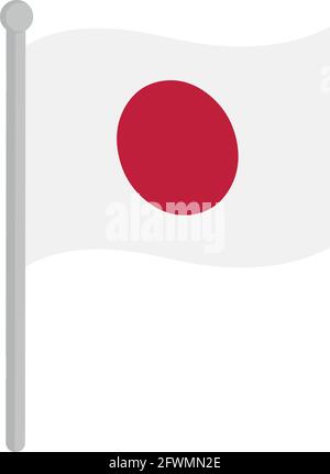Vector illustration of emoticon of the flag of japan on a pole Stock Vector