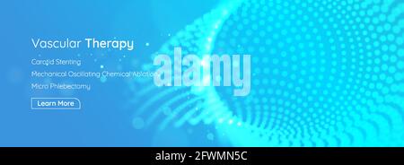 Vascular therapy concept. Blood veins and vessels vector illustration. Abstract tunnel of small dots with depth of field effect. Stock Vector