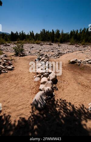 Rock arrangement at Norrish Creek in Dewdney, Mission, British Columbia, Canada Stock Photo