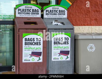 Plastic Bag Recycling Bins for Grocery Bags and Shopping Bags
