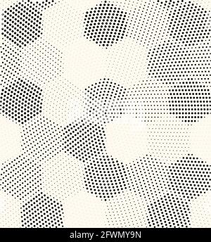 Hexagon geometric pattern vector seamless halftone design. Dot hexagon texture seamless Stock Vector