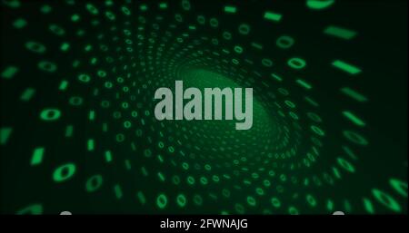 Neon Digital green binary tunnel. Seamless background for network, big data, data center, digital event. 3D illustration Stock Photo