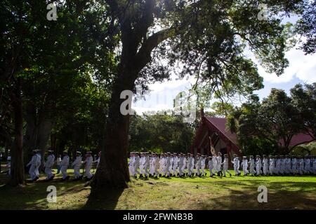 Treaty Grounds, New Zealand. Royal New Zealand Navy at annual Waitangi Day celebrations Stock Photo