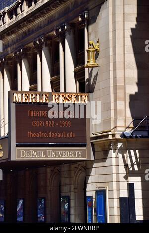 Chicago, Illinois, USA. The former Blackstone Theatre, now the Merle Reskin Theatre, a performing arts venue that has become part of DePaul University. Stock Photo