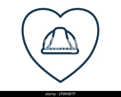 labour day support love heart single icon white isolated background with outline style vector design illustration Stock Photo