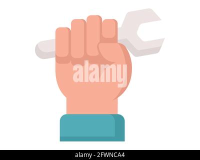 labour hand wrench single isolated icon with filled line style vector ...