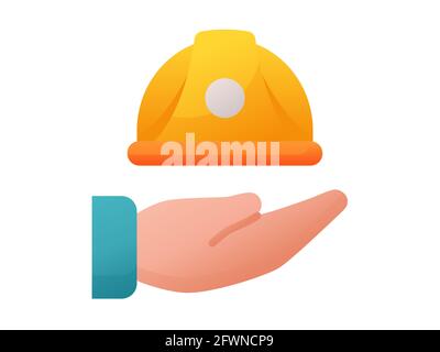 hand helmet single isolated icon with flat style vector illustration ...