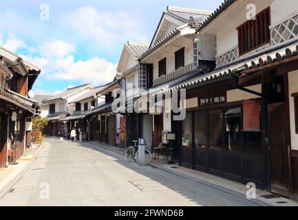 Medieval street with traditional japanese houses and storehouses in Bikan district, Kurashiki city, Japan Stock Photo