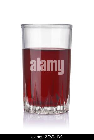 Front view of blackberry juice glass isolated on white Stock Photo