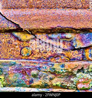 The colours of rust and corrosion on old trawler boat Stock Photo