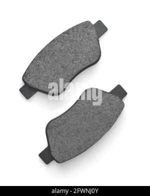 Top view of two new car brake pads isolated on white Stock Photo