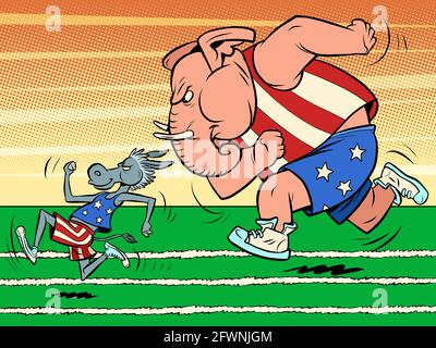 republicans and democrats donkey and elephant Stock Vector