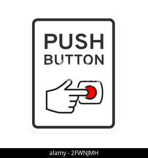 Door bell icon flat style design outline sign vector illustration isolated on white background. Stock Vector