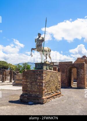 Centaur statue of the Polish sculptor Igor Mitoraj at Pompei Forum - Pompeii archaeological site, Italy Stock Photo