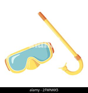 Snorkel goggles with tube, Dive attribute Stock Vector