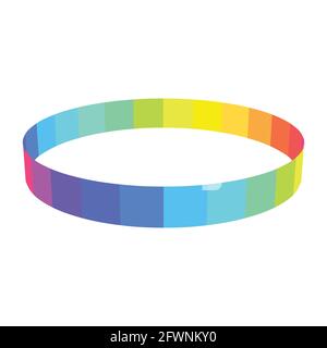 Abstract tiled ring with full spectrum colors. Rainbow colored round geometric shape. Vector element with 24 color for design flyer, logo , presentati Stock Vector