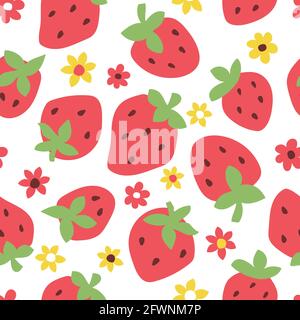 Childish seamless pattern with cute strawberry. Creative texture for fabric, textile Stock Vector