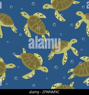 Childish seamless pattern with cute turtles. Creative texture for fabric and textile Stock Vector