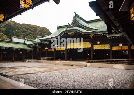the Meiji-jingu shrine in central Tokyo. Stock Photo