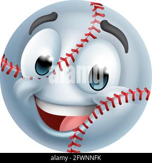 Baseball Ball Emoticon Face Emoji Cartoon Icon Stock Vector