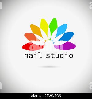 Logo manicure studio. rainbow flower. Vector illustration Stock Vector