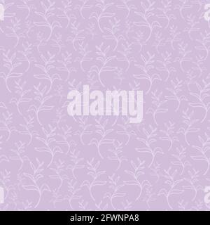pastel lavender leaves seamless patterns set. botanical floral hand drawn lineart flower elements. packaging wrapping fabric textile design. Stock Vector