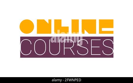 Online courses. Vector composition in minimalistic font style Stock Vector
