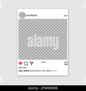 Vinnytsia, Ukraine - May 23, 2021: Screen interface in social media instagram application. Instagram post photo frame design app template. Vector mock Stock Vector