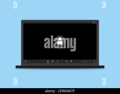 Template online video call on laptop. Webinars and web meetings at the level of colleagues, modern education. Stock Vector