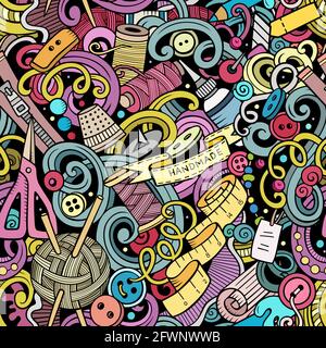 Handmade hand drawn doodles seamless pattern. Stock Vector