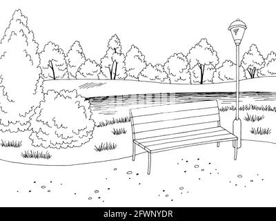 park river graphic black white landscape sketch illustration vector 2fwnydr