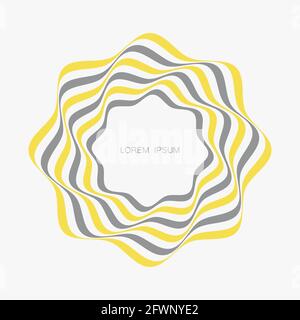 Yellow and gray curved lines forming a circular, abstract organic shape. Vector element for design. Stock Vector